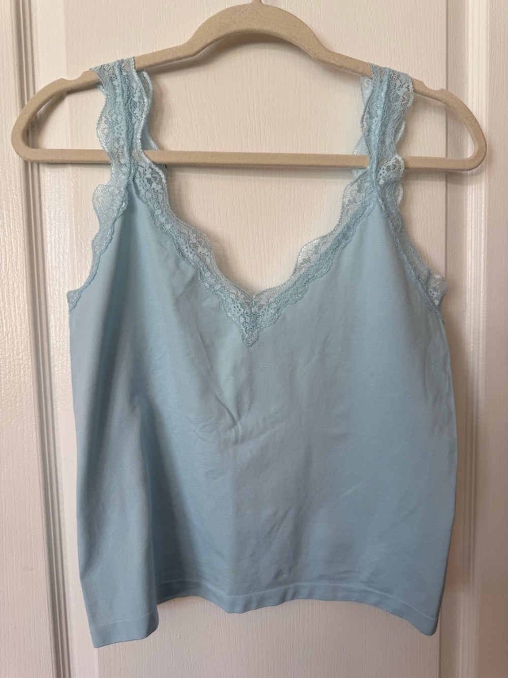 Wild Fable Lace Trim Tank Top XL Blue Stretch Cami Sleeveless Soft Casual